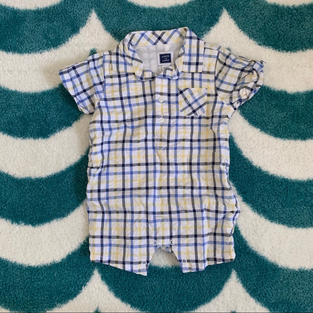 Janie and Jack Madras Checked Romper, Size 3-6mo